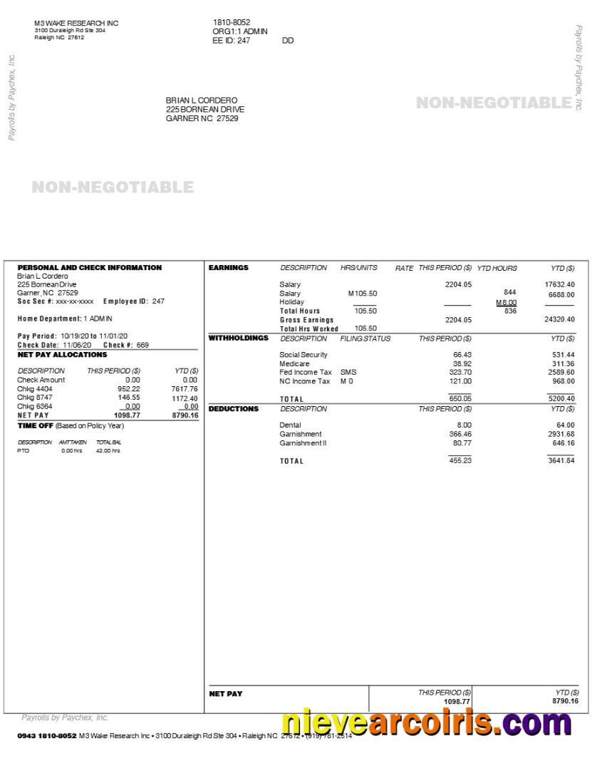 M3 WAKE RESEARCH INC earnings statement